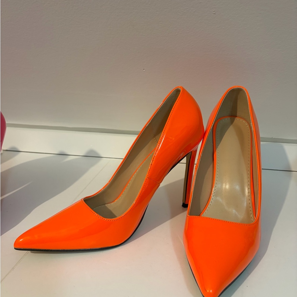 Orange High Heel Pumps View 3